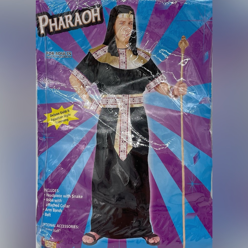 Forum Novelties Inc PHARAOH Costume‎ ADULT  To Chest Size 42 EGYPTIAN GOLD Trim